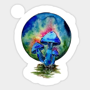 Toxic Blue Mushrooms Sticker